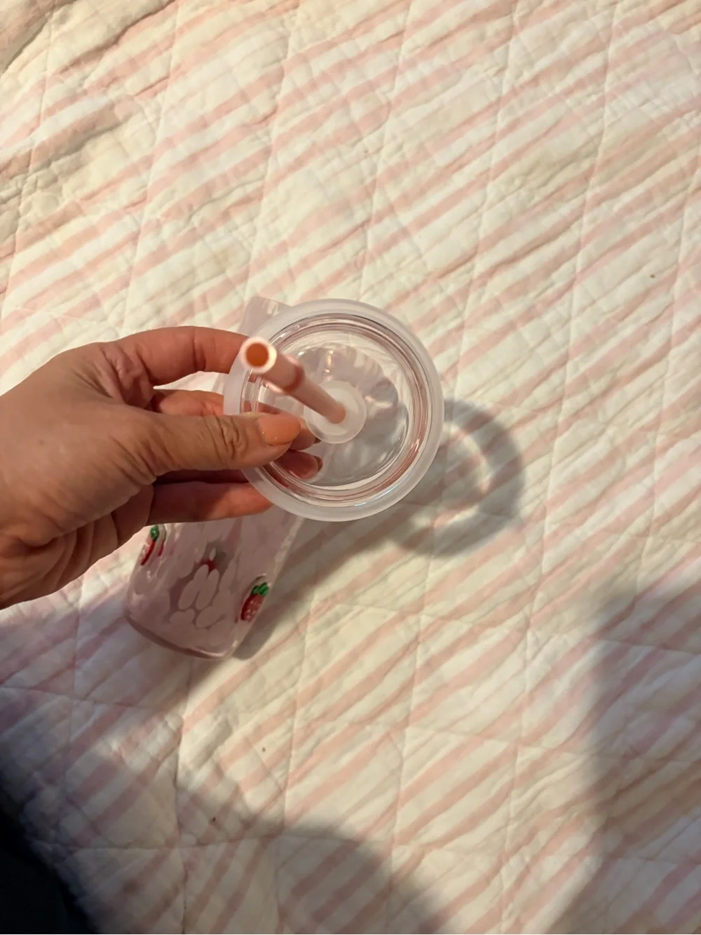 NWOT LTD ED. Starbucks Pink Strawberry Pattern Tumbler with Pink Straw